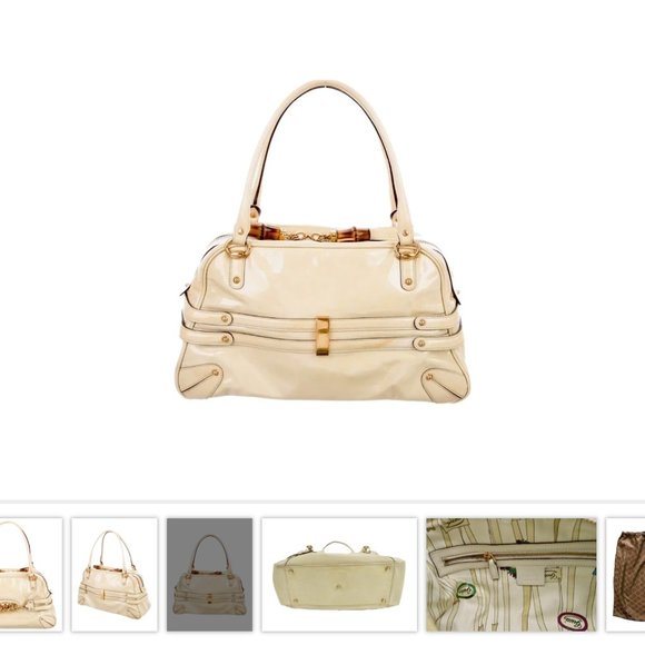 Gucci Bamboo Patent Leather Wave Boston Satchel / Shoulder Handbag 159398 - Picture 4 of 5